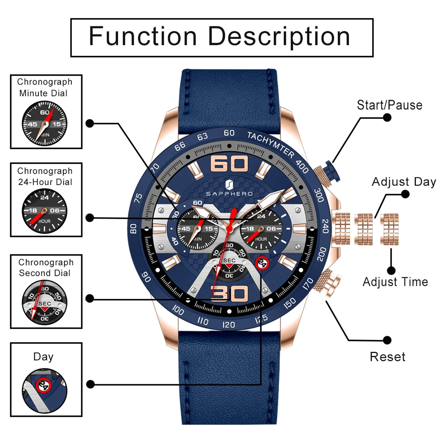 SAPPHERO - HALDEN - Watch 48mm Dial