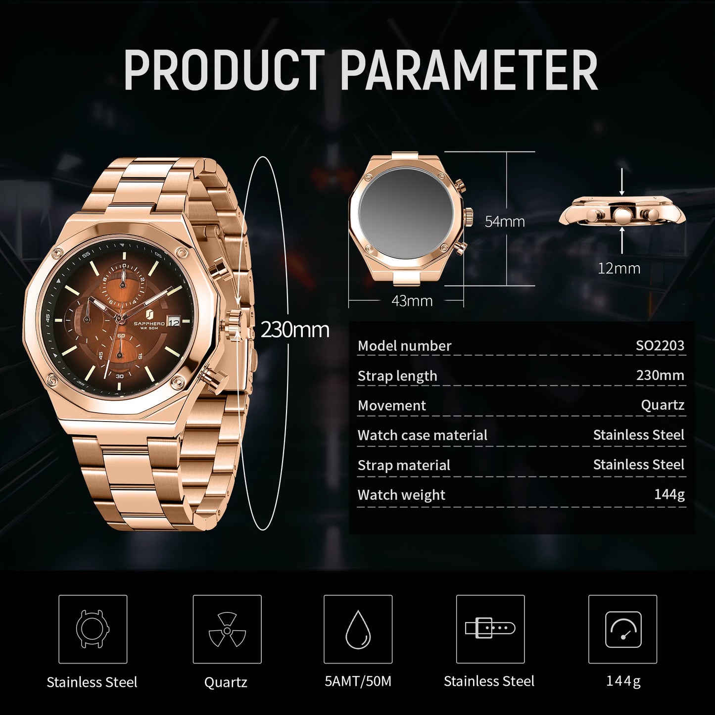 SAPPHERO - LANGFORD - Watch 43mm Dial