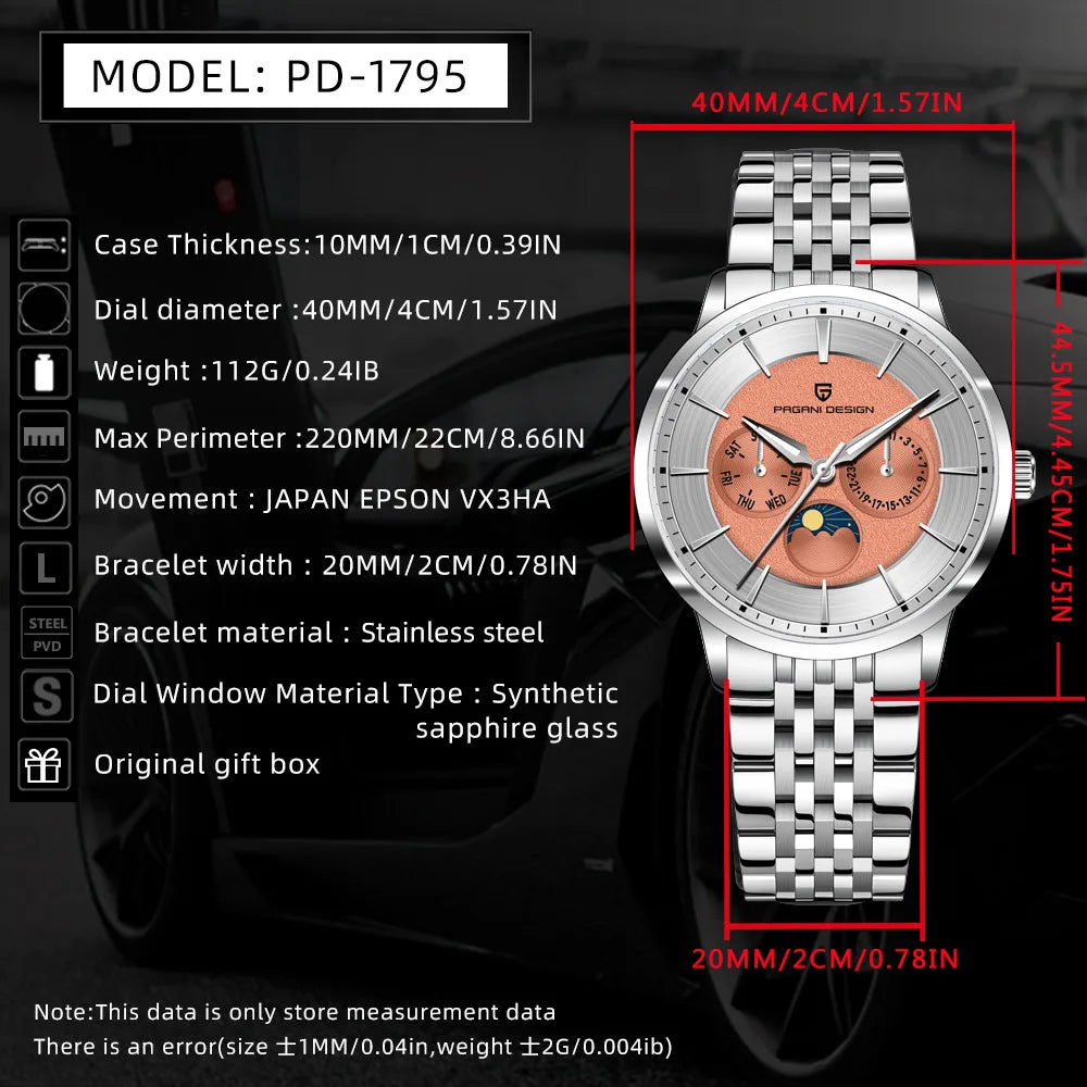 Pagani Design -LUNIVAR - Watch 40mm Dial - Solunar Dial